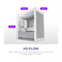 NZXT H3 Flow (2025) micro-ATX Mid-tower Case - All White Color