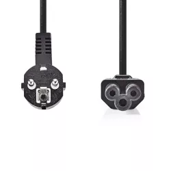 CABLE ALIMENTATION SECTEUR TREFLE -Prise de terre mâle COUDE DROIT 2M NOIR o