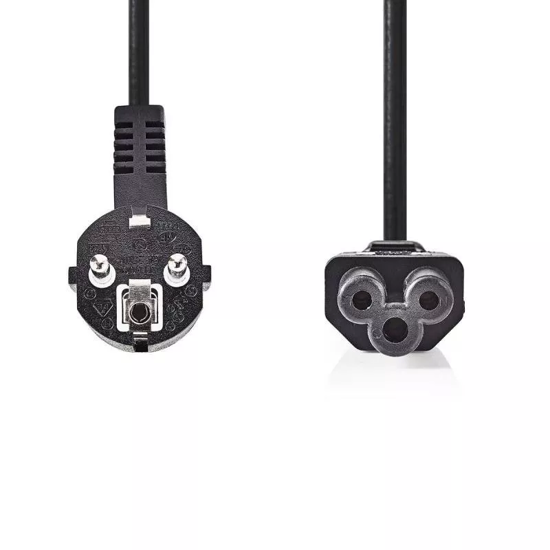 CABLE ALIMENTATION SECTEUR TREFLE -Prise de terre mâle COUDE DROIT 2M NOIR o