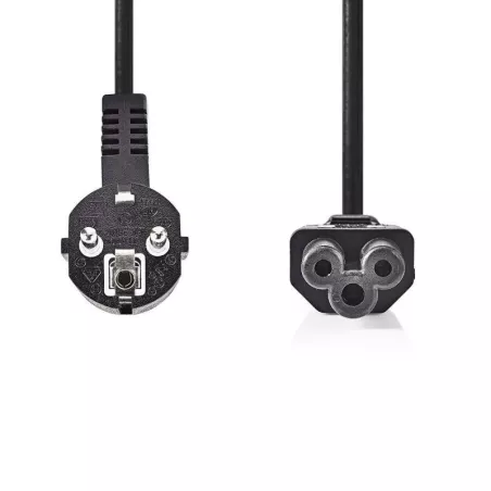 CABLE ALIMENTATION SECTEUR TREFLE -Prise de terre mâle COUDE DROIT 2M NOIR o
