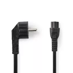 CABLE ALIMENTATION SECTEUR TREFLE -Prise de terre mâle COUDE DROIT 2M NOIR o