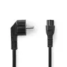 CABLE ALIMENTATION SECTEUR TREFLE -Prise de terre mâle COUDE DROIT 2M NOIR o
