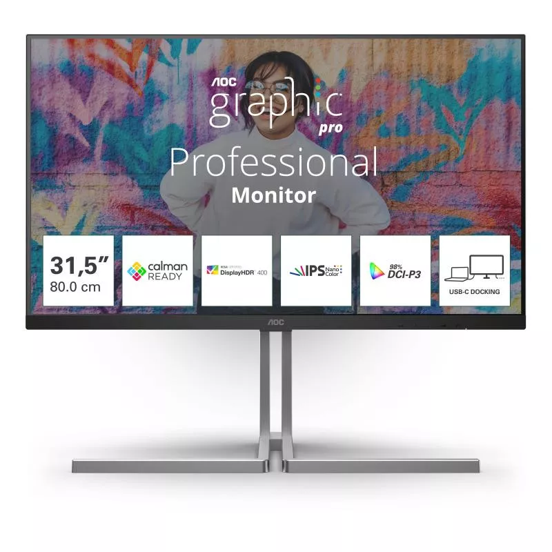 AOC U3 U32U3CV écran plat de PC 80 cm (31.5") 3840 x 2160 pixels 4K Ultra HD LCD Noir
