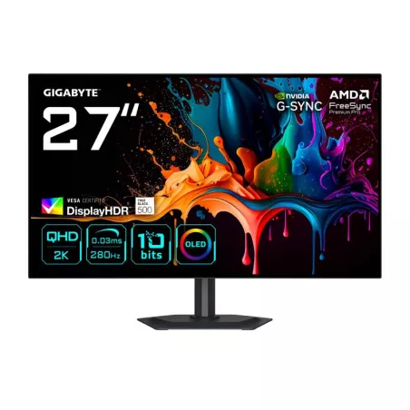 GIGABYTE MO27Q28G Moniteur Gaming OLED 27" QHD - 2560 x 1440, 280Hz, 0,03ms, 335 cd/m², Display HDR True Black 500, HDMI 2.1…