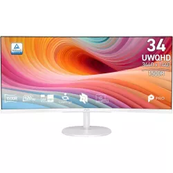 MSI Pro MP341CQW E12 écran plat de PC 86,4 cm (34") 3440 x 1440 pixels UltraWide Quad HD Blanc