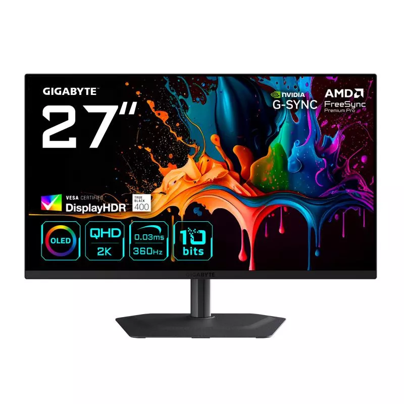 GIGABYTE MO27Q3 Moniteur Gaming OLED 27? QHD - 2560 x 1440, 360Hz, 0.03ms, 250 cd/m², G-Sync Compatible, FreeSync Premium Pro…