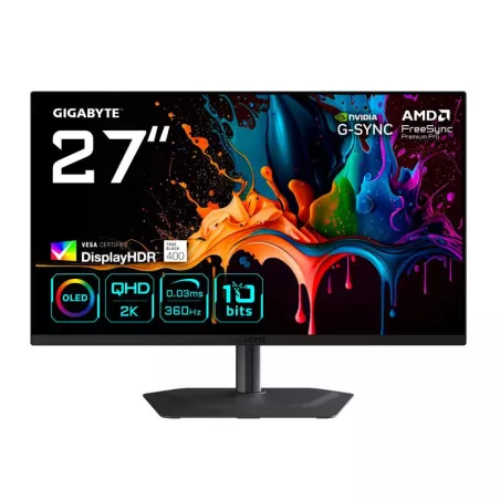GIGABYTE MO27Q3 Moniteur Gaming OLED 27? QHD - 2560 x 1440, 360Hz, 0.03ms, 250 cd/m², G-Sync Compatible, FreeSync Premium Pro…