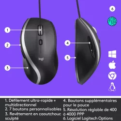 Logitech M500S Laser Filaire Noir - Souris