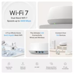 TP-Link DECO BE25(1-PACK) système Wi-Fi maillé Bi-bande (2,4 GHz / 5 GHz) Wi-Fi 7 (802.11be) Blanc 2 Interne