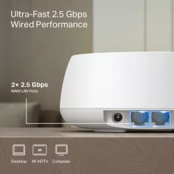 TP-Link DECO BE25(1-PACK) système Wi-Fi maillé Bi-bande (2,4 GHz / 5 GHz) Wi-Fi 7 (802.11be) Blanc 2 Interne