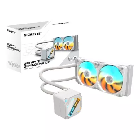 GIGABYTE GAMING 240 ICE Refroidisseur Liquide pour CPU - 2x120mm Ventilateurs ARGB, mécanisme d?emboîtement coulissant…
