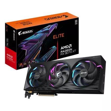 GIGABYTE AORUS Radeon RX 9070 XT ELITE 16G Carte Graphique - 16 Go GDDR6, 256 bits, PCI-E 5.0, 3100 MHz Fréquence du C?ur, 2 x…
