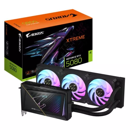 GIGABYTE AORUS GeForce RTX 5080 XTREME WATERFORCE 16G Carte Graphique - 16 Go GDDR7, 256 bits, PCI-E 5.0, 2805MHz Core Clock…