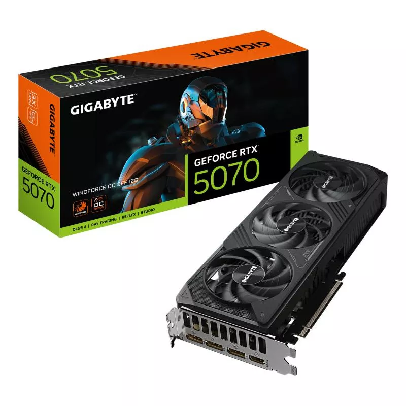 GIGABYTE GeForce RTX 5070 WINDFORCE OC SFF 12G Carte Graphique - 12Go GDDR7, 192 bits, PCI-E 5.0, 2542 MHz Core Clock, 3 x DP…