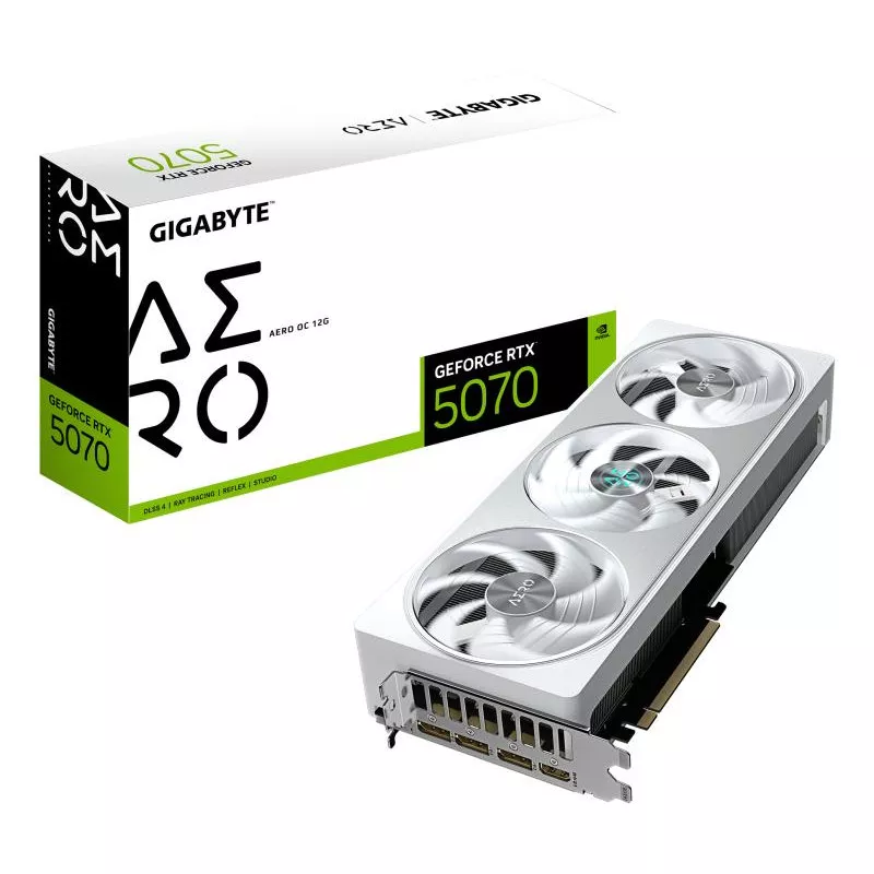 GIGABYTE GeForce RTX 5070 AERO OC 12G Carte Graphique - 12 Go GDDR7, 192 bits, PCI-E 5.0, 2625 MHz Core Clock, 3 x DP 2.1a, 1…