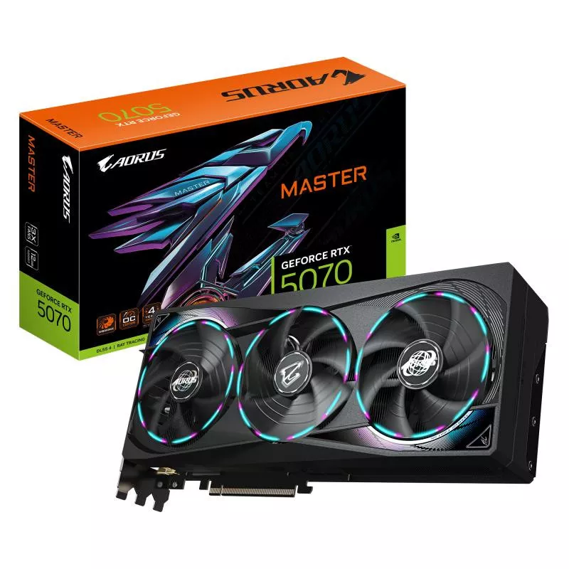 GIGABYTE AORUS GeForce RTX 5070 MASTER 12G Carte Graphique - 12 Go GDDR7, 192 bits, PCI-E 5.0, 2715 MHz Core Clock, 3 x DP…