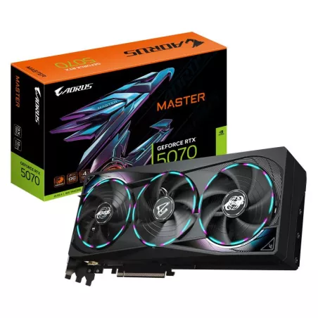 GIGABYTE AORUS GeForce RTX 5070 MASTER 12G Carte Graphique - 12 Go GDDR7, 192 bits, PCI-E 5.0, 2715 MHz Core Clock, 3 x DP…