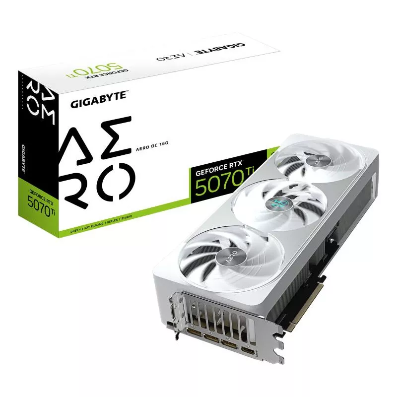 GIGABYTE GeForce RTX 5070 Ti AERO OC 16G Carte Graphique - 16 Go GDDR7, 256 bits, PCI-E 5.0, 2588 MHz Core Clock, 3 x DP 2.1a…