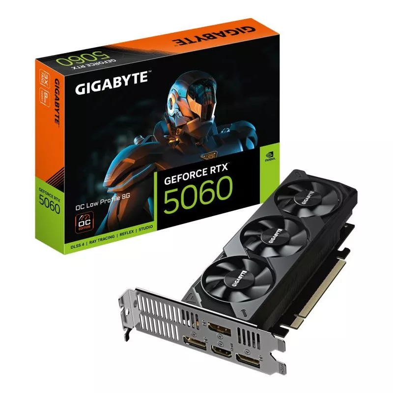 GIGABYTE GeForce RTX 5060 OC Low Profile 8G Carte Graphique - 8GB GDDR7, 128bit, PCI-E 5.0, 2512 MHz Fréquence du c?ur, 3 x…