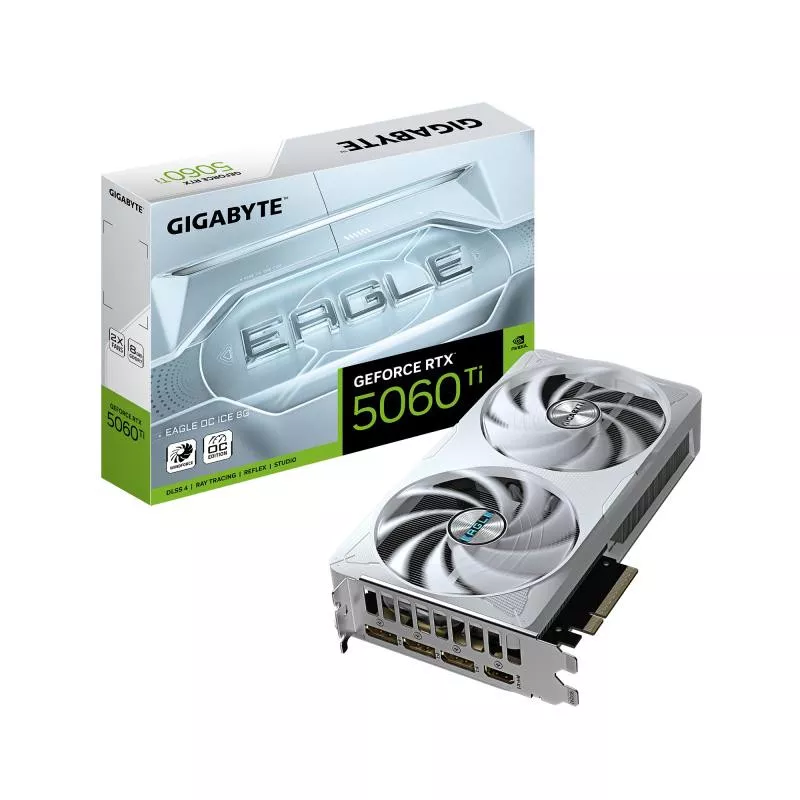 GIGABYTE GeForce RTX 5060 Ti EAGLE OC ICE 8G Carte Graphique ? 8 Go GDDR7, 128 bits, PCI-E 5.0, 2617 MHz Fréquence du…