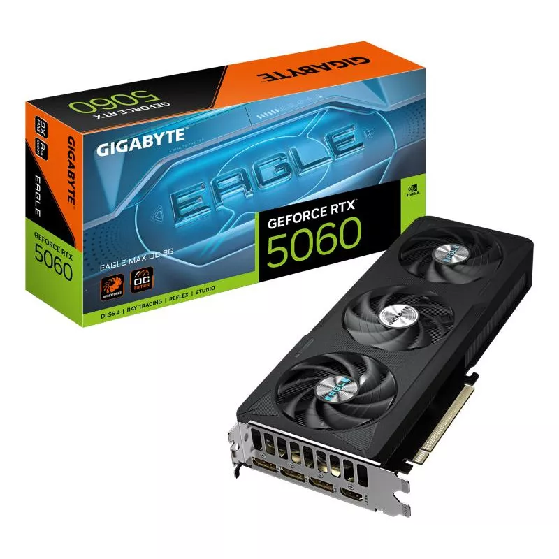 GIGABYTE GeForce RTX 5060 EAGLE MAX OC 8G Carte Graphique ? 8 Go GDDR7, 128 bits, PCI-E 5.0, fréquence c?ur 2550 MHz, 3 x…