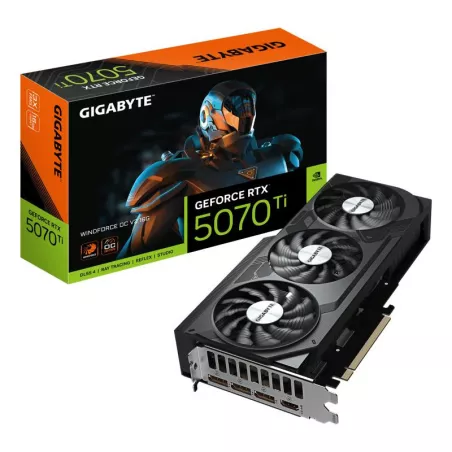 GIGABYTE GeForce RTX 5070 Ti WINDFORCE OC V2 16G Carte Graphique - 16GB GDDR6, 256bit, PCI-E 5.0, 2497 MHz Fréquence du GPU, 3…