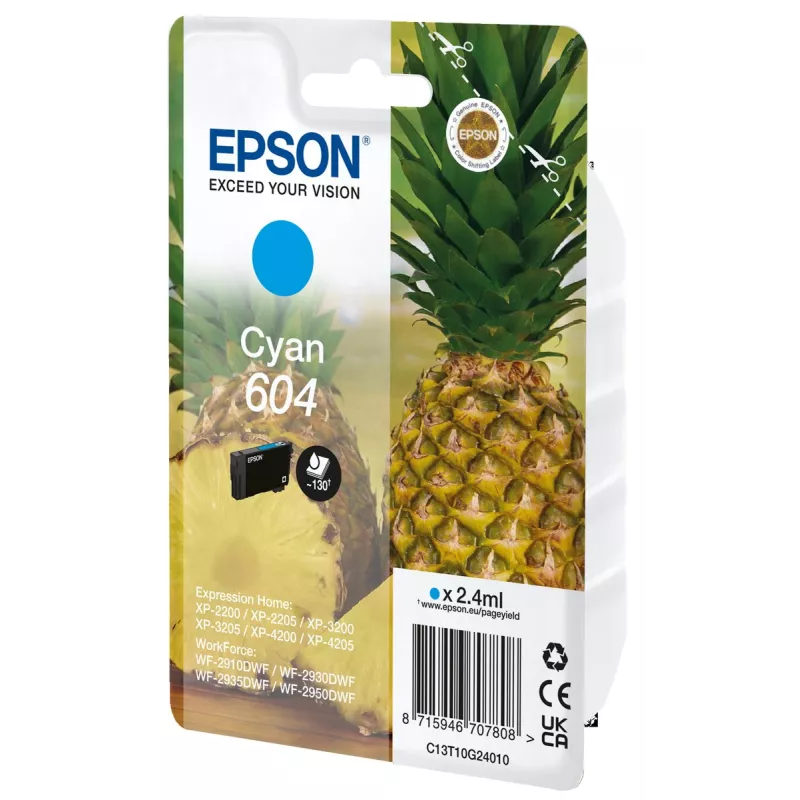 EPSON Cartouche Ananas encre 604 Cyan 2,4ml Alarme | MonPC.Store