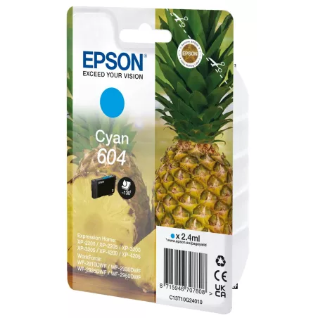 EPSON Cartouche Ananas encre 604 Cyan 2,4ml Alarme | MonPC.Store
