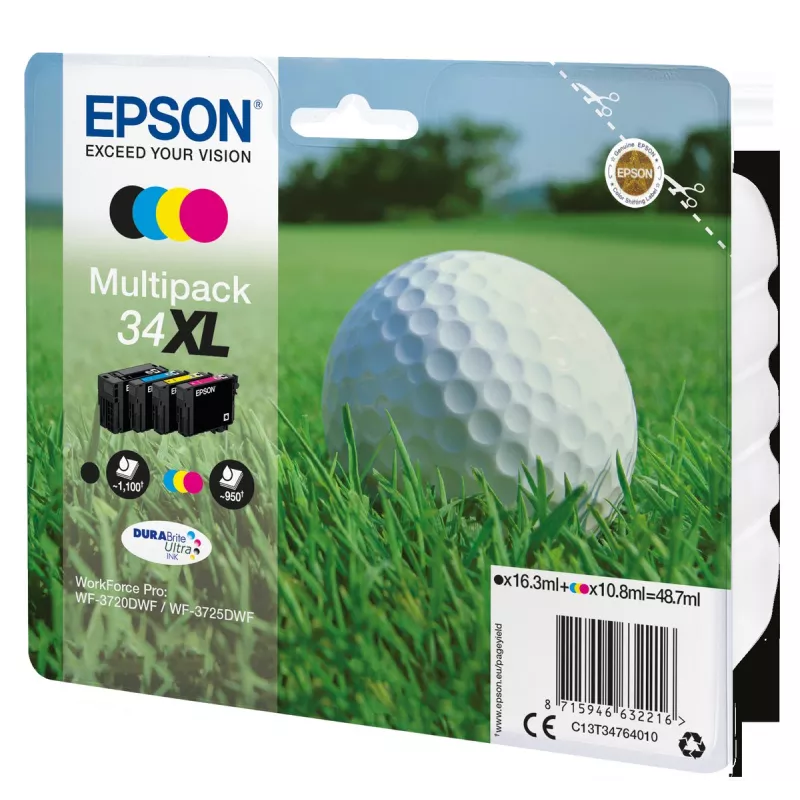 EPSON Pack 4 cartouches Golf 34XL Encre N,C,M,Y 1x16,3ml+3x10,8ml