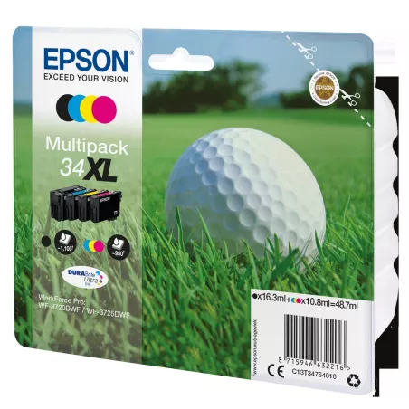 EPSON Pack 4 cartouches Golf 34XL Encre N,C,M,Y 1x16,3ml+3x10,8ml