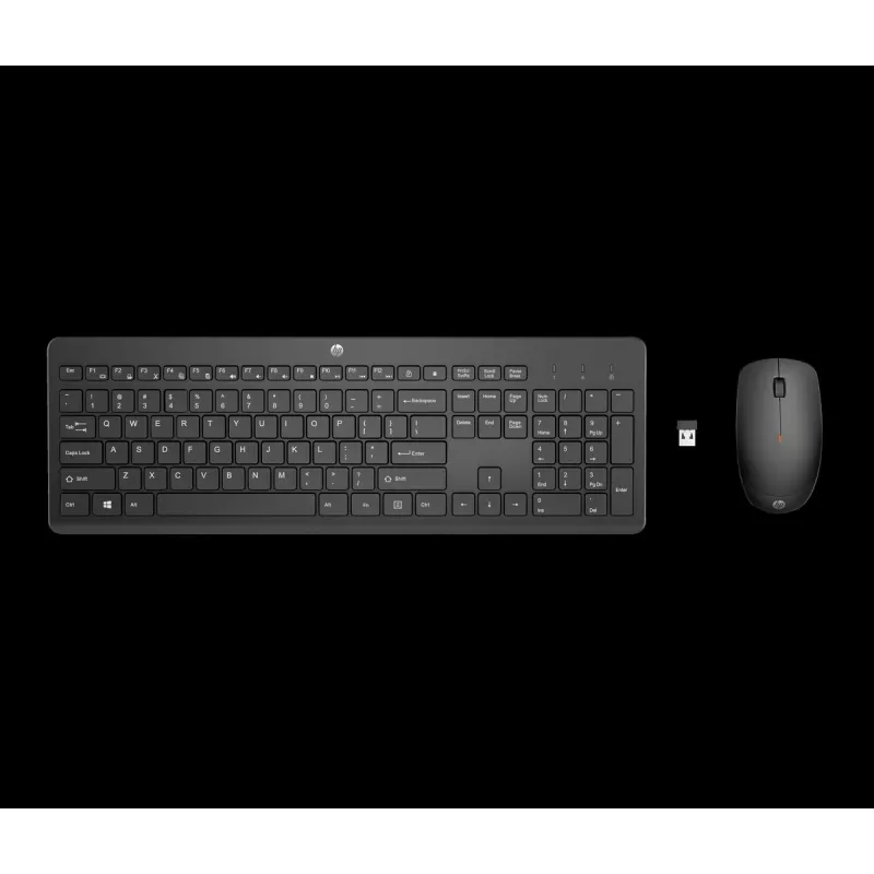 HP230 Noir Clavier et souris sans fil 2.4GHz Ensemble elegant, confortable et silencieux. Grande autonomie. Clavier gomme…