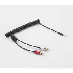 Câble Jack mâle 3.5mm / 2 RCA torsadé 2m - noir | MonPC.Store