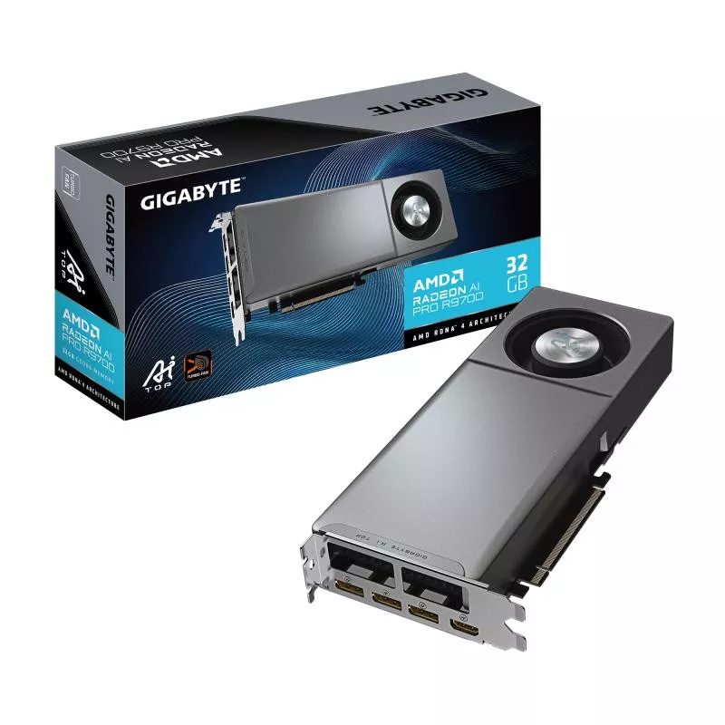 GIGABYTE Radeon AI PRO R9700 AI TOP 32G Carte Graphique ? 32 Go GDDR6, 256 bits, PCI-E 5.0, 2920 MHz Fréquence du processeur…