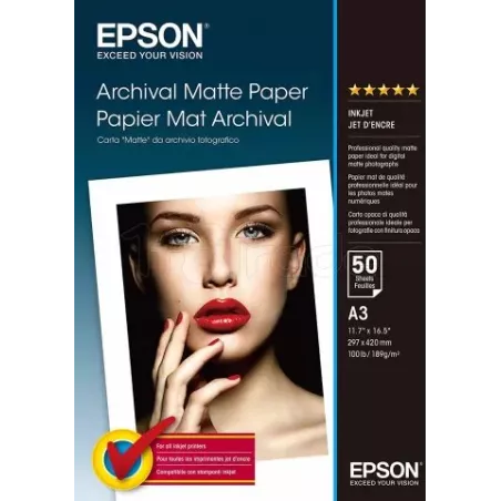 Papier MatEpsonArchival 192g/m² - 50 feuilles A3 (29,7… | MonPC.Store