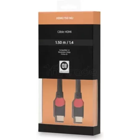 Cable HDMI 1.4D2 Diffusion1,5m M/M (Noir/Rouge) | MonPC.Store