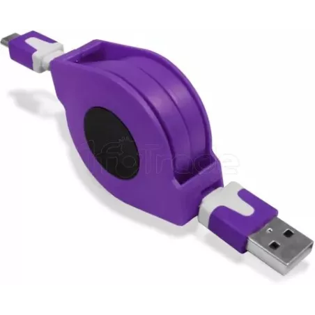 Cable USB - micro USB 1m Retractable (Mauve) | MonPC.Store