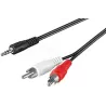 Câble AudioGoobayJack 3"1/2 vers 2x RCA 1,50m (Noir) | MonPC.Store