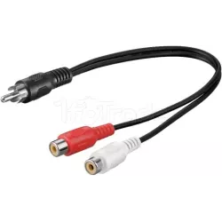 AdaptateurGoobayRCA M vers 2x RCA F/F 20cm (Noir) | MonPC.Store