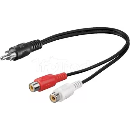 AdaptateurGoobayRCA M vers 2x RCA F/F 20cm (Noir) | MonPC.Store