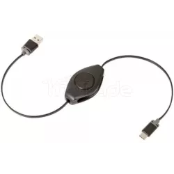 Cable USB 2.0 rétractableRetrakvers USB Type C (Noir) | MonPC.Store