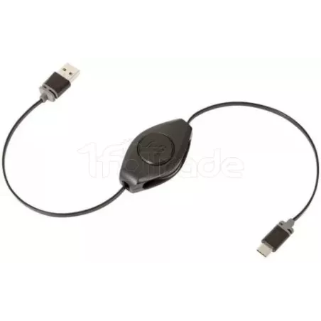 Cable USB 2.0 rétractableRetrakvers USB Type C (Noir) | MonPC.Store