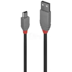 CableLindyUSB 2.0 type A - Mini B M/M 5m (Gris) | MonPC.Store