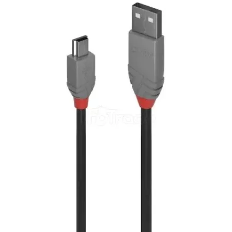 CableLindyUSB 2.0 type A - Mini B M/M 5m (Gris) | MonPC.Store