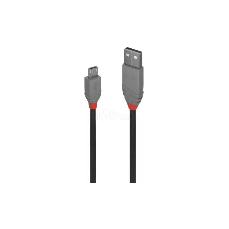 CableLindyUSB 2.0 type A - Micro B M/M 2m (Gris) | MonPC.Store
