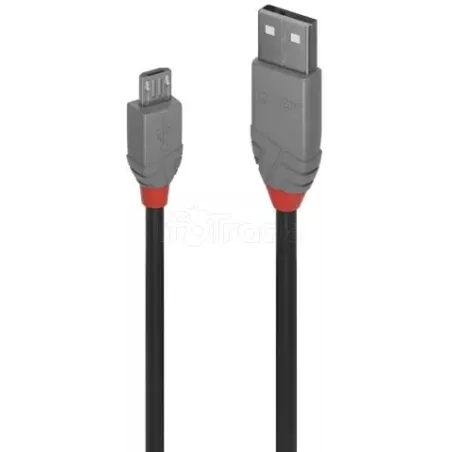 CableLindyUSB 2.0 type A - Micro B M/M 2m (Gris) | MonPC.Store