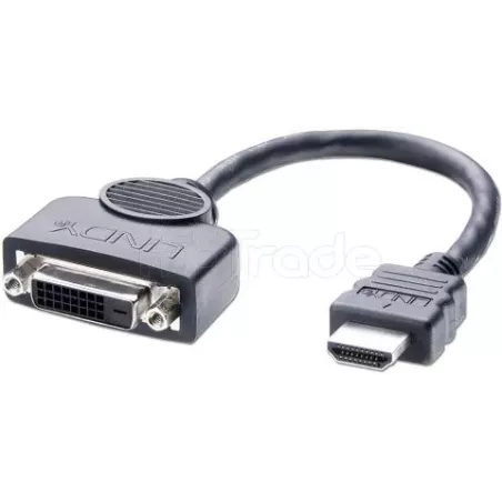 Câble adaptateurLindyHDMI vers DVI-I M/F20cm (Noir) | MonPC.Store