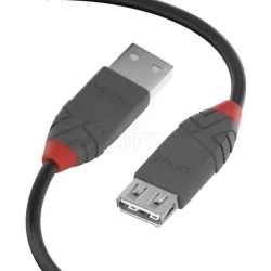 Rallonge USB 2.0Lindy- 5m M/F (Gris/Rouge) | MonPC.Store