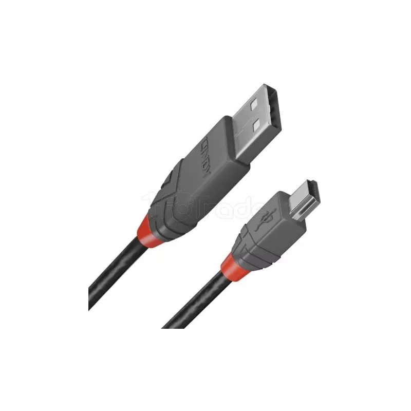 CâbleLindyUSB 2.0 type A - Mini B M/M 1m (Gris) | MonPC.Store