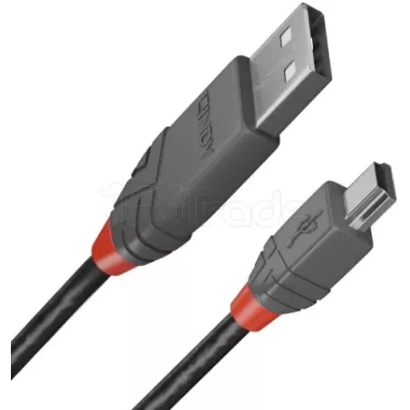 CâbleLindyUSB 2.0 type A - Mini B M/M 1m (Gris) | MonPC.Store