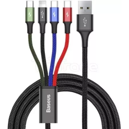 Cable 4en1BaseusRapid USB 2.0 type A vers 2xType C, 1… | MonPC.Store